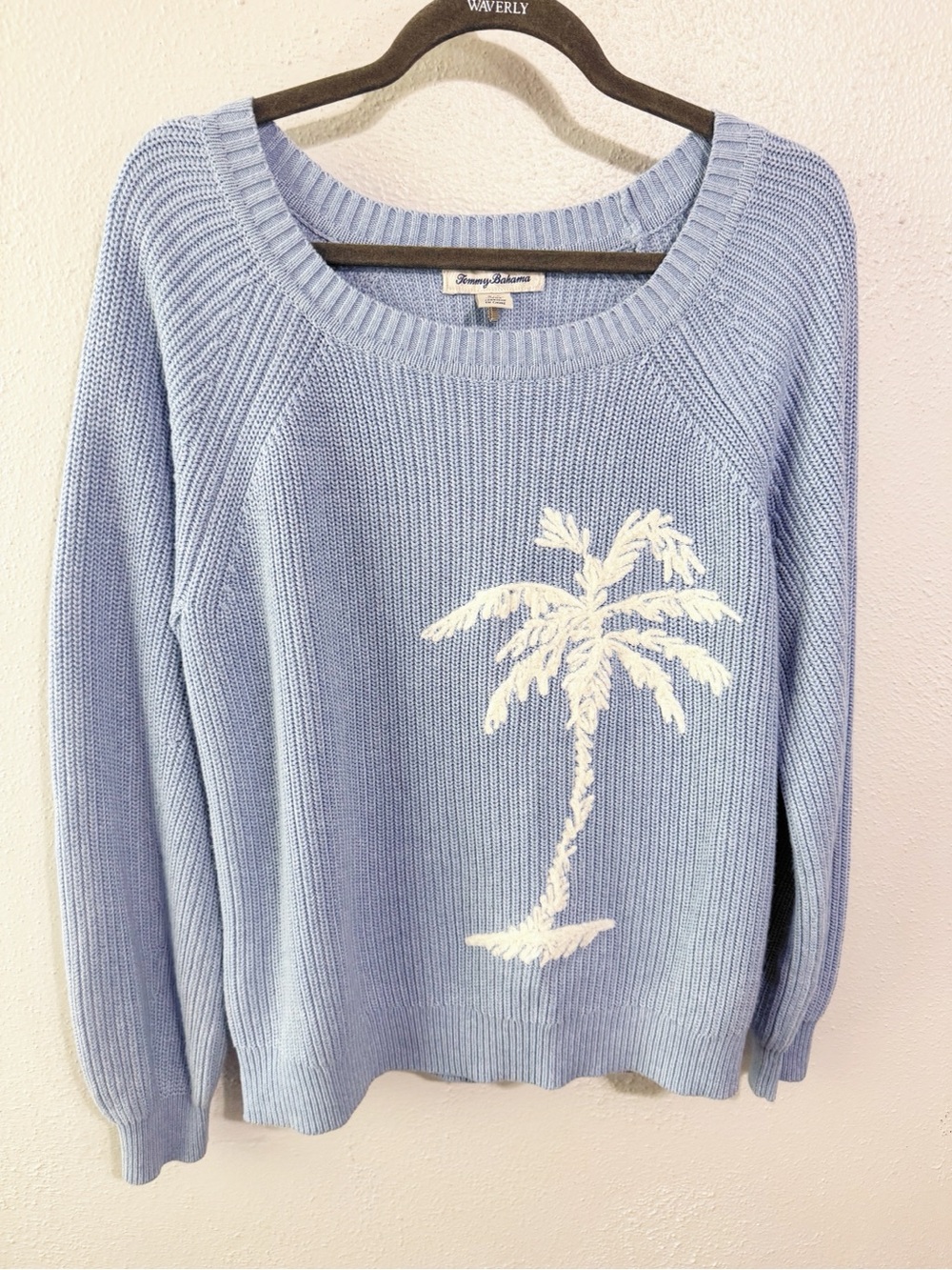 Tommy Bahama Light Blue Palm Tree Crewneck Sweater small